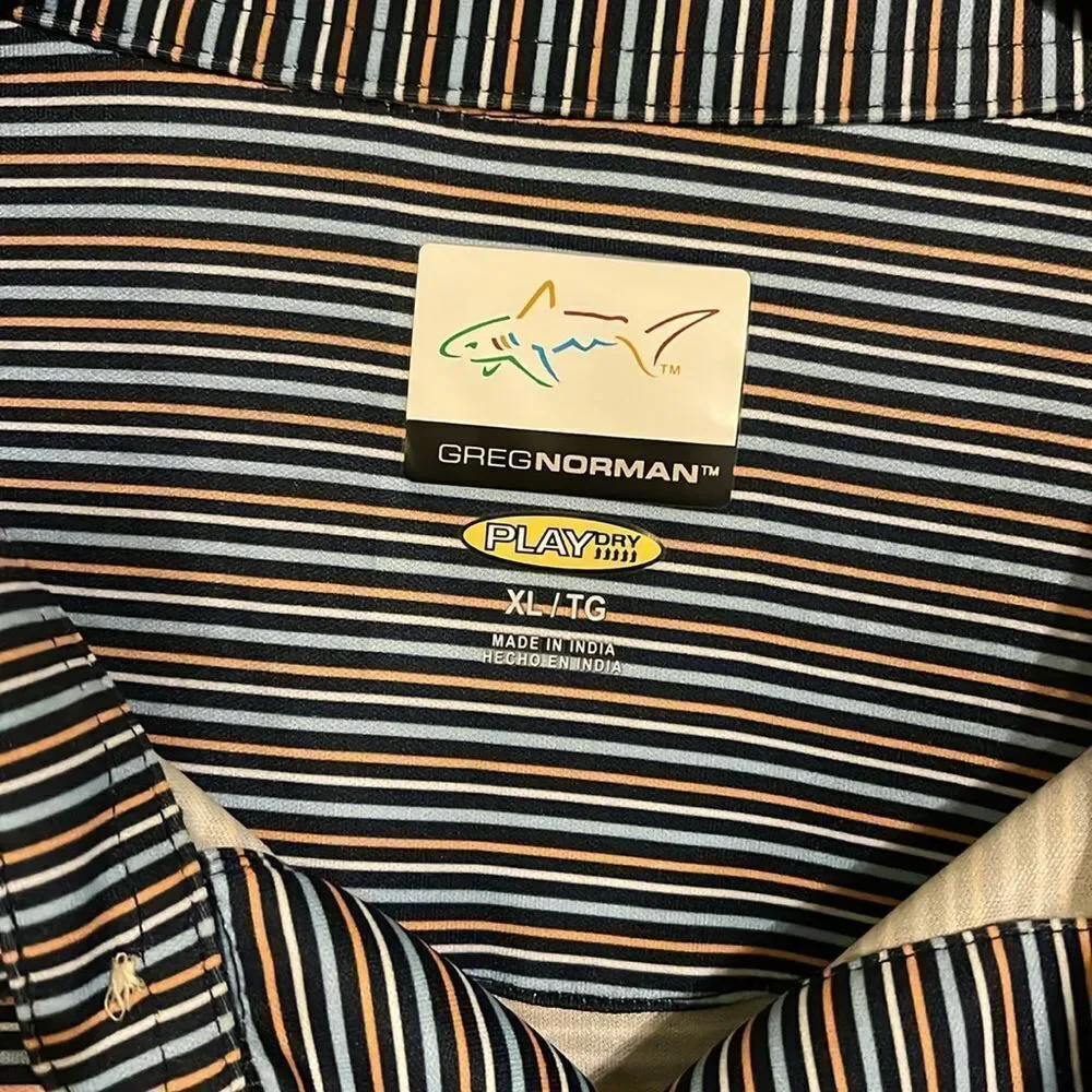 Greg Norman Men's Striped Polo Golf Shirt Size XL